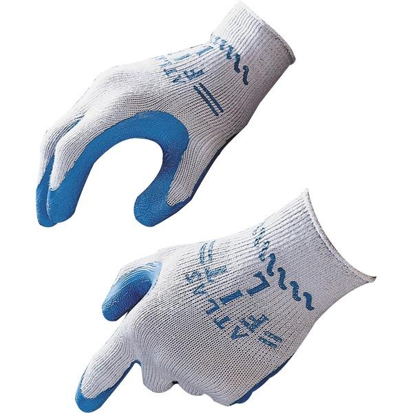 Showa Atlas Fit General Purpose Gloves - X-Large Size - Natural Rubber, Polyester Lining, Cotton Lining - Blue, Gray - Comfortable, Lightweight, Knit Wrist, Durable, Textured, Elastic Wrist - For Gene