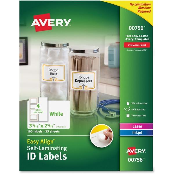  Avery & Reg ; Easy Align Self- Laminating Id Labels - Permanent Adhesive - 3 5/16 