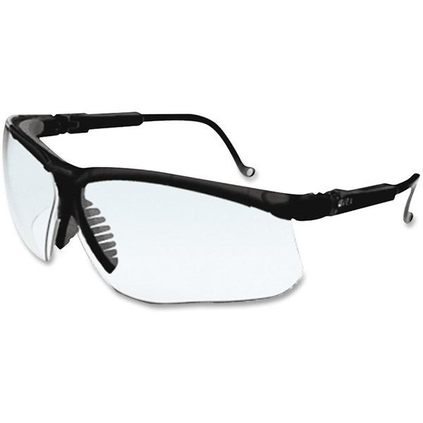 Uvex Safety Wraparound Safety Eyewear - Flexible, Wraparound Lens, Scratch Resistant, Comfortable, Adjustable Temple - Polycarbonate Lens, Nylon Temple, Polycarbonate Frame - Black, Clear - 1 Each