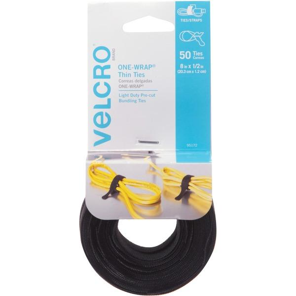 VELCRO Brand ONE-WRAP Thin Ties 8in x 1/2in Ties Black 50 ct - 5