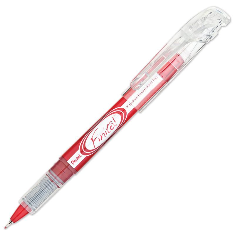 Pentel Finito! Porous Point Pens - Extra Fine Pen Point - Red Pigment-based Ink - Plastic Tip - 1 Dozen