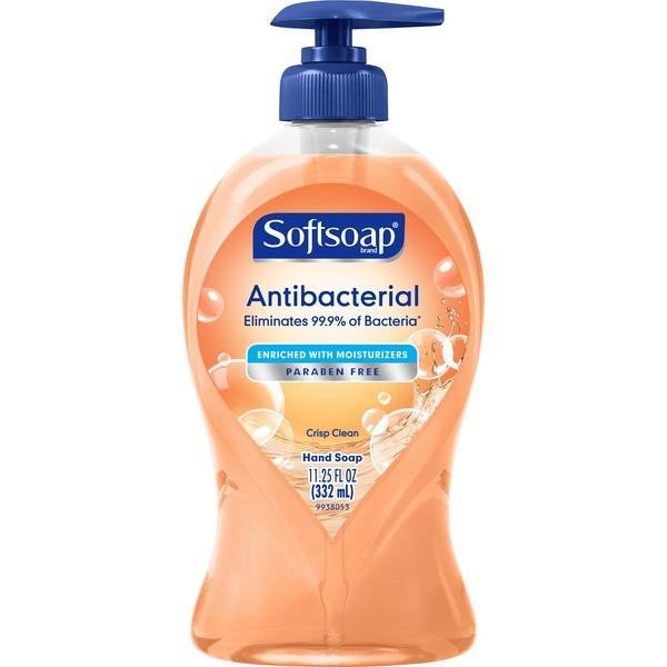 Softsoap Antibacterial Liquid Hand Soap Pump - 11.25 fl. oz. Bottle - Crisp Clean Scent - 11.3 fl oz (332.7 mL) - Pump Bottle Dispenser - Bacteria Remover - Hand, Skin - Orange - Anti-bacterial, Moist