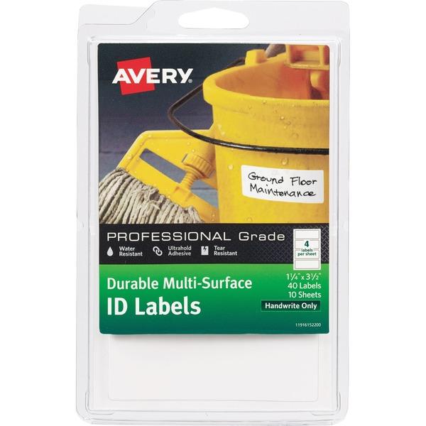 Avery® Durable ID Labels - Handwrite - Permanent Adhesive - 1 1/4