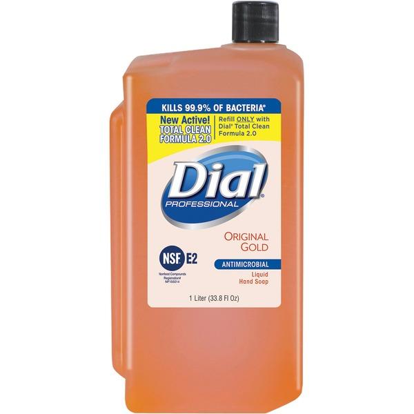 Dial Original Gold Antimicrobial Soap Refill - 33.8 fl oz (1000 mL) - Kill Germs - Skin, Hand - Orange - Antimicrobial - 1 Each