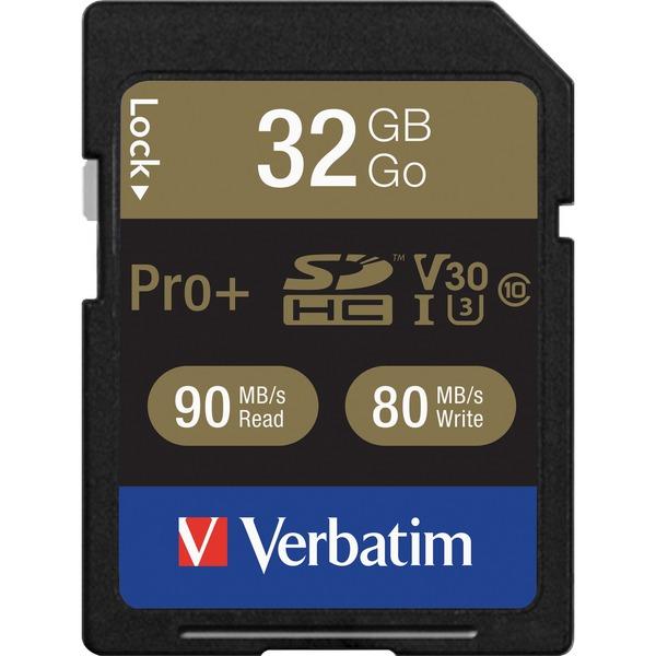  Verbatim 32gb Pro Plus 600x Sdhc Memory Card, Uhs- I V30 U3 Class 10 - 90 Mb/S Read - 80 Mb/S Write - 600x Memory Speed - Lifetime Warranty