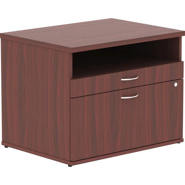 Lorell Relevance Series Mahogany Laminate Office Furniture Credenza - 2-Drawer - 29.5