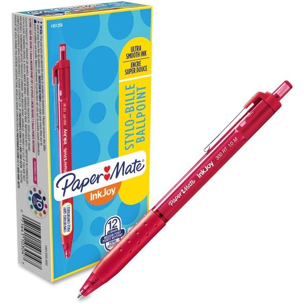 Paper Mate Inkjoy 300 RT Ballpoint Pens - 1 mm Pen Point Size - Retractable - Red - Red Barrel - 12 / Dozen