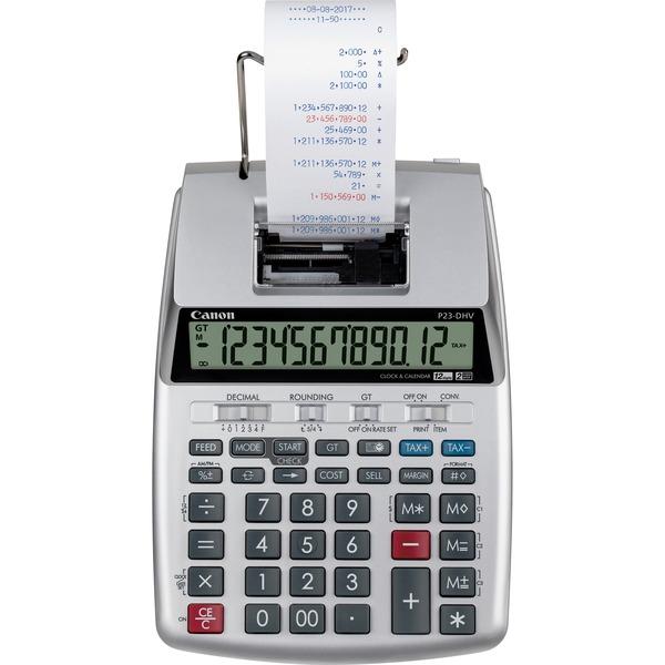 Canon P23-DHV-3 12-digit Printing Calculator - Clock, Calendar, Decimal Point Selector Switch, Sign Change - 2.2