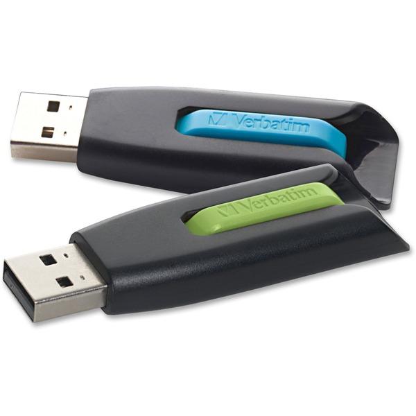 Verbatim 32GB Store 'n' Go V3 USB 3.0 Flash Drive - 2pk - Blue, Green - 32 GBUSB 3.0 - Blue, Green - 2 Pack