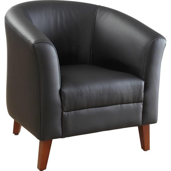 Lorell Leather Club Chair - Four-legged Base - Black - Bonded Leather - 31.5