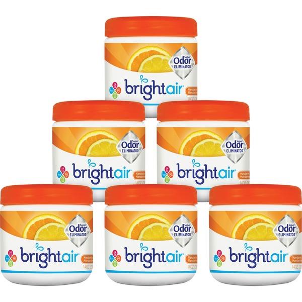 Bright Air Super Odor Eliminator Air Freshener - 14 fl oz (0.4 quart) - Fresh Lemon, Mandarin Orange - 60 Day - 6 / Carton