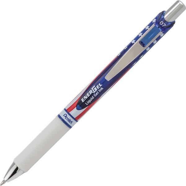 Pentel EnerGel Stars & Stripes Liquid Gel Pen - 0.7 mm Pen Point Size - Refillable - Retractable - Black - 1 / Each
