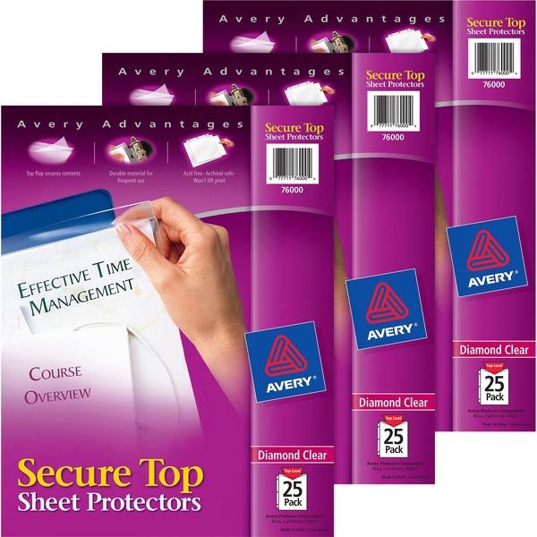  Avery & Reg ; Secure Top Sheet Protectors - For Letter 8 1/2 