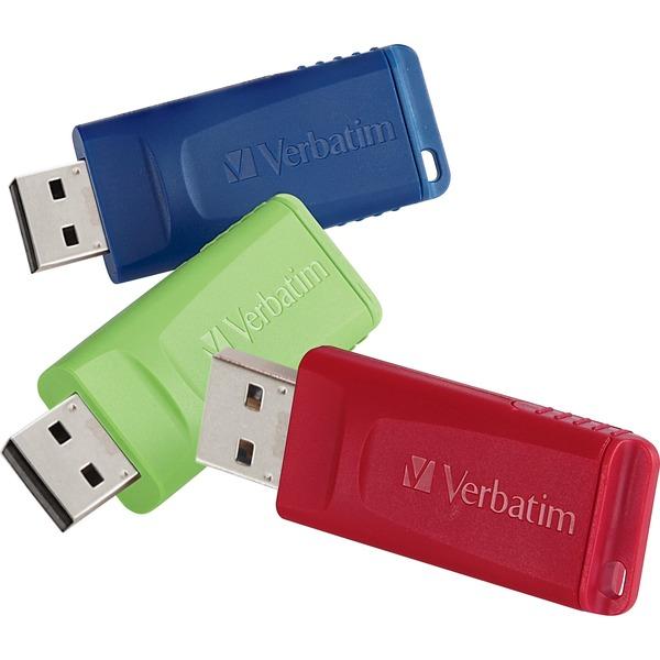 Verbatim 16GB Store 'n' Go USB Flash Drive - 3pk - Red, Green, Blue - 16 GB - USB - Blue, Green, Red - Lifetime Warranty