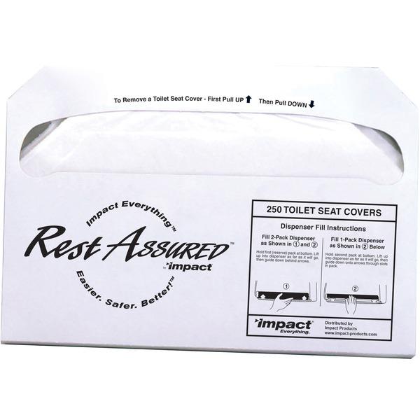 Impact Products Rest Assured Half Fold Toilet Seat Covers - Half-fold - 1000 / Carton - White