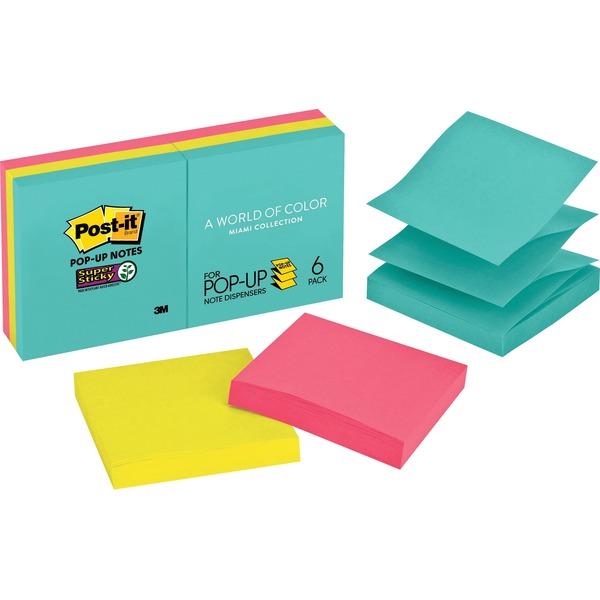 Post-it® Super Sticky Pop-up Notes - Miami Color Collection - 540 x Multicolor - 3