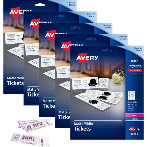  Avery & Reg ; Perforated Raffle Tickets With Tear- Away Stubs - 2- Sided Printing - 1 3/4 