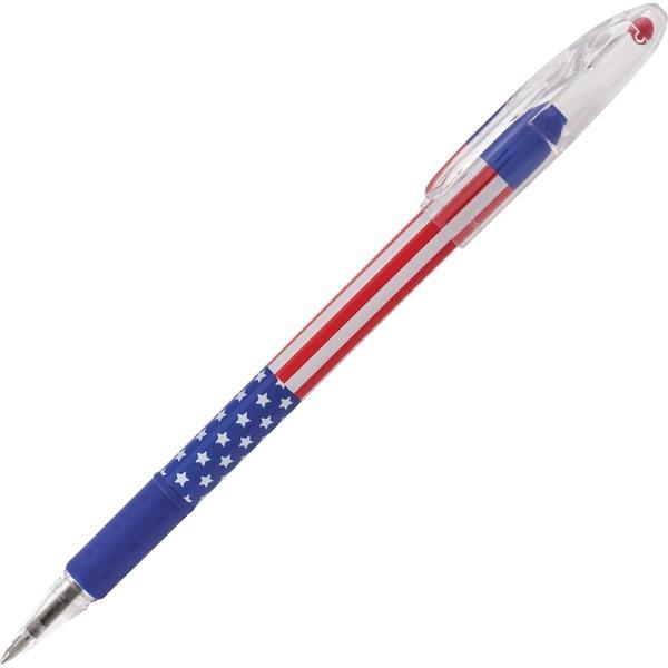 Pentel R.S.V.P. Stars/Stripes Edition Ballpoint Pen - 0.7 mm Pen Point Size - Refillable - Black - 12 / Dozen