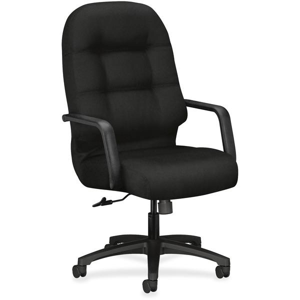 HON Pillow-Soft Executive Chair - Black Polyester Seat - Black Polyester Back - Black Frame - 5-star Base - 22