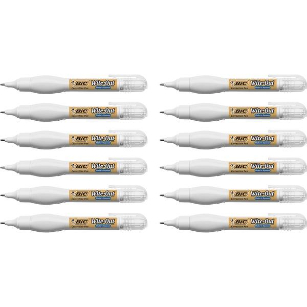 Wite-Out Shake 'N Squeeze Correction Pen - Pen Applicator - 0.27 fl oz - White - Fast-drying - 12 / Box