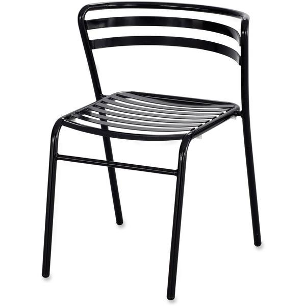 Safco Multipurpose Stacking Metal Chairs - Slate Seat - Slate Back - Black Tubular Steel Frame - Four-legged Base - Metal - 16.50