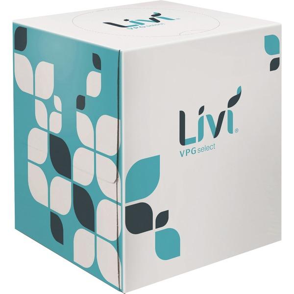 Livi VPG Facial Tissues - 2 Ply - White - Virgin Fiber - Embossed, Absorbent - For Business, Restaurant, Hotel - 90 - 36 / Carton