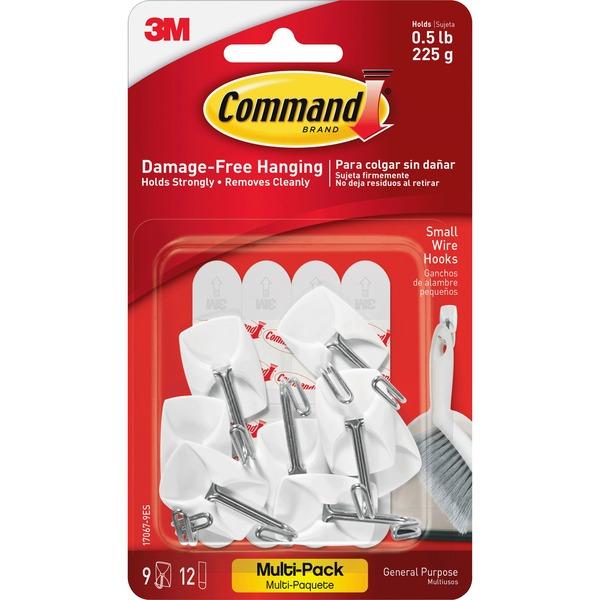 Command Small Wire Hooks Value Pack - 8 oz (226.8 g) Capacity - for Utensil - Plastic - White - 9 / Pack