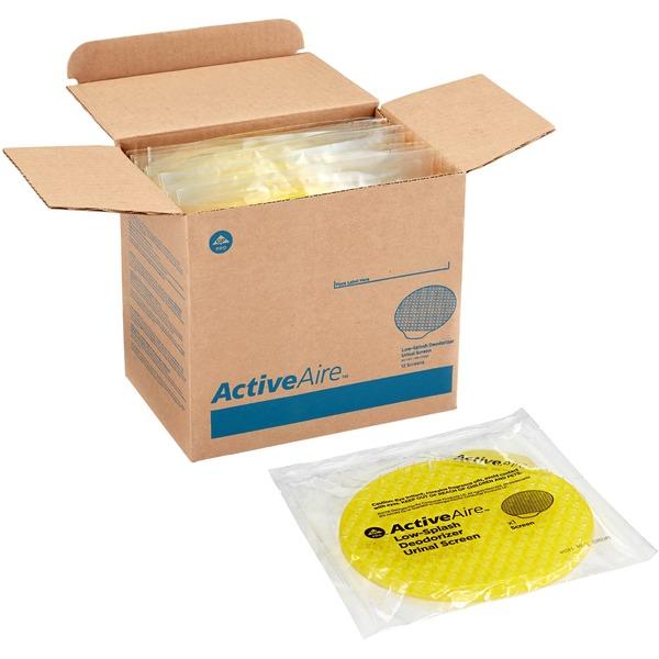 ActiveAire Low-Splash Deodorizer Urinal Screen by GP PRO - Sunscape - Lasts upto 30 - Deodorizer - 12 / Carton - Yellow