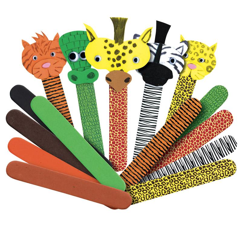 Roylco Wild Animal Craft Sticks - Craft - Recommended For 3 Year - 50 / Pack - Assorted