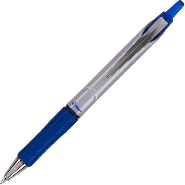 Pilot Acroball Pro Hybrid Ink Ballpoint Pen - Medium Pen Point - 1 mm Pen Point Size - Refillable - Retractable - Blue Advanced Ink Ink - Silver Barrel - Tungsten Carbide Tip - 1 Each