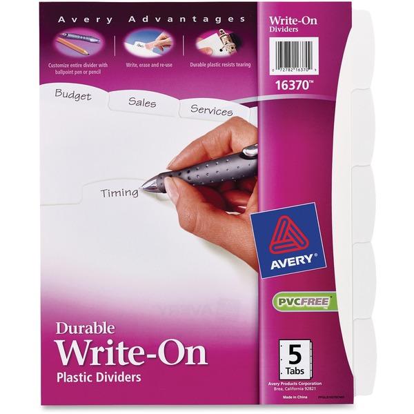  Avery ® Big Tab Write & Erase Durable Dividers - Write- On Tab (S)- 5 Tab (S)/ Set - Letter - 8 1/2 