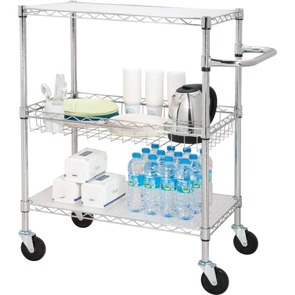 Lorell 3-Tier Rolling Carts - 99 lb Capacity - 4 Casters - Steel - x 18
