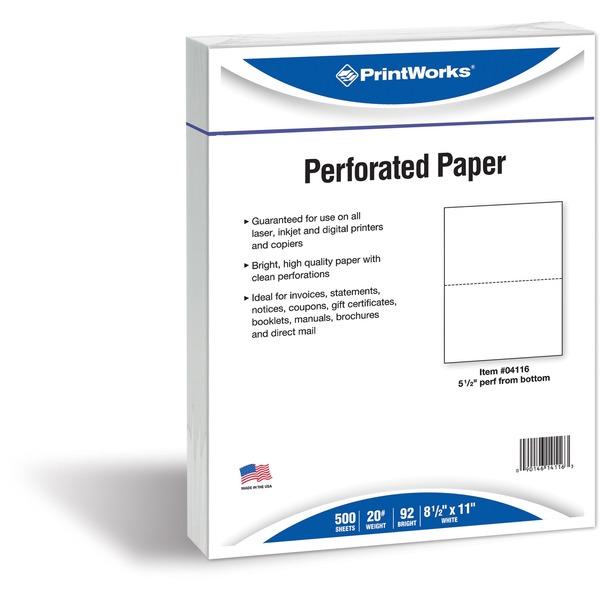 PrintWorks Professional Pre-Perforated Paper for Statements, Tax Forms, Bulletins, Planners & More - Letter - 8 1/2