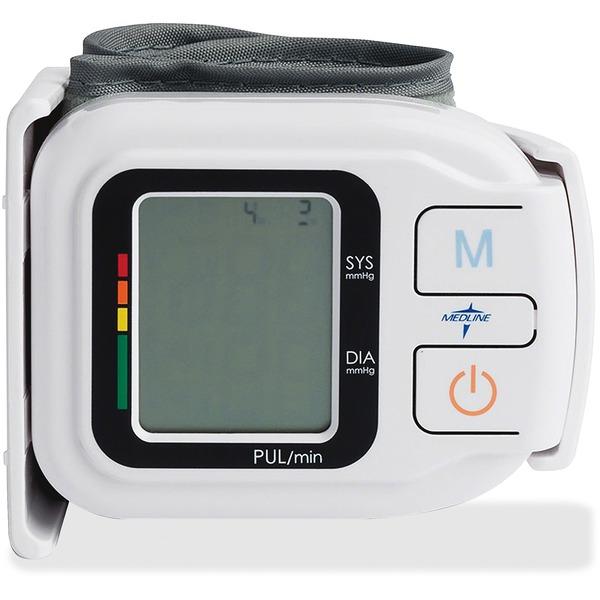 Medline Digital Wrist Plus Blood Pressure Monitor - For Pulse Rate, Blood Pressure - Built-in Memory, Date Function, Latex-free, Automatic Inflation/Deflation, Time Function, Adjustable Cuff