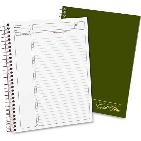 Ampad Gold Fibre Classic Project Planner - Action - White Sheet - Wire Bound - White - Classic Green - 9.5