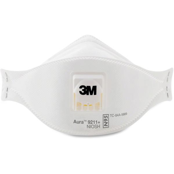 3M Aura Particulate Respirator - Comfortable, Adjustable Nose Clip, Disposable, Lightweight, Exhalation Valve, Collapse Resistant - Particulate, Dust, Fog Protection - Soft Foam Nose Foam - White - 10