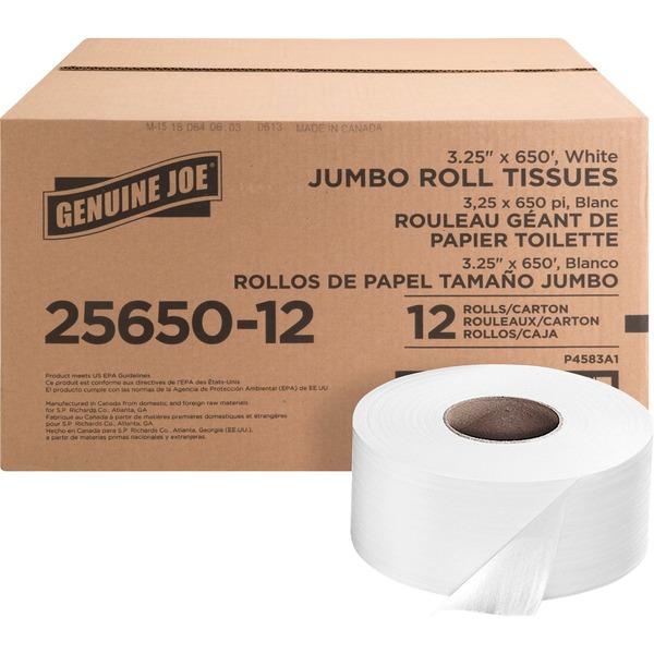 Genuine Joe 2-ply Jumbo Roll Dispenser Bath Tissue - 2 Ply - 3.30