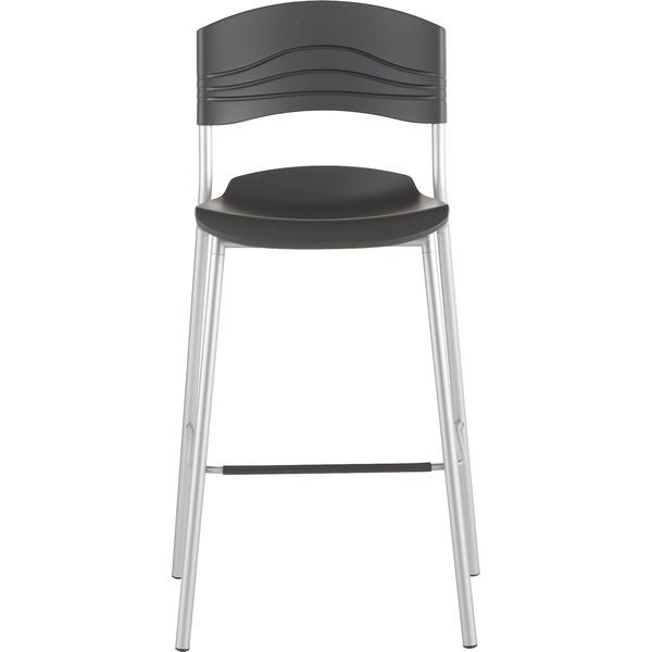 Iceberg CafeWorks Bistro Stool - Black Polyethylene Seat - Polyethylene Back - Powder Coated Steel Frame - Graphite - 23