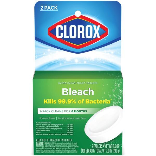 Clorox Automatic Toilet Bowl Bleach Cleaner - Tablet - 3.50 oz (0.22 lb) - 2 / Packet - 1 Each - White