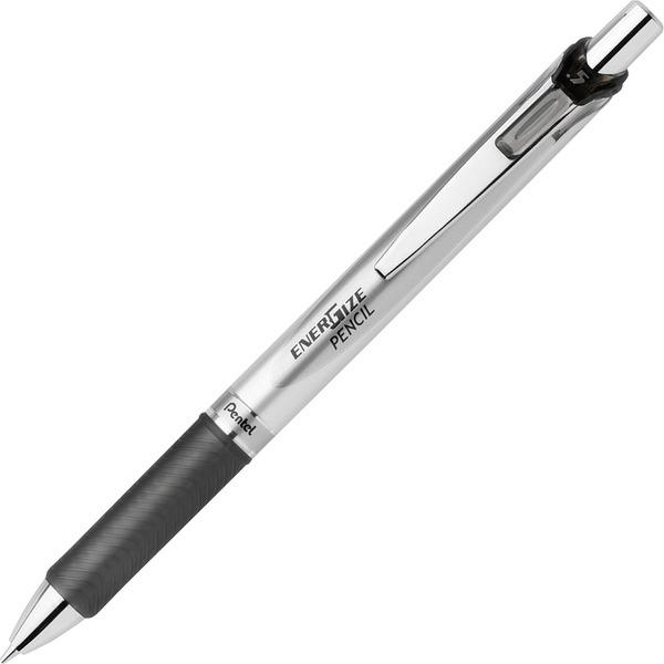 Pentel EnerGize Mechanical Pencils - #2 Lead - 0.5 mm Lead Diameter - Refillable - Black Lead - Silver Barrel - 12 / Dozen