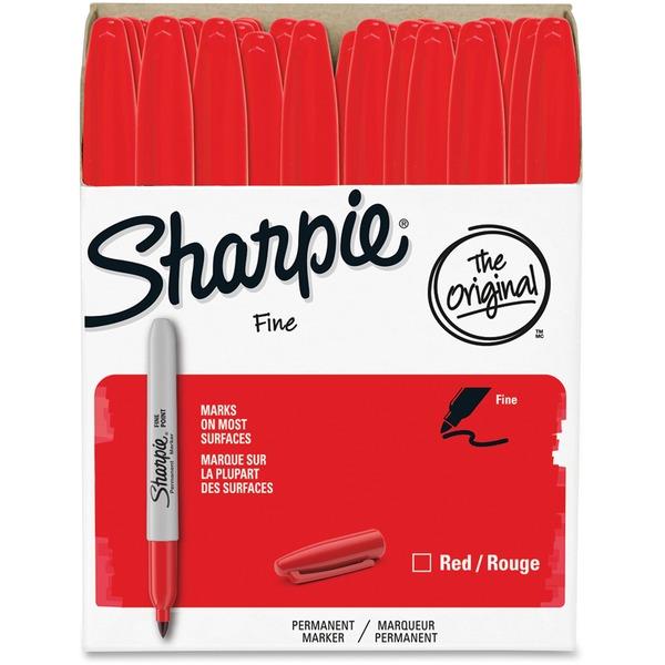 Sharpie Pen-style Permanent Marker - Fine Marker Point - Red Alcohol Based Ink - 36 / Pack