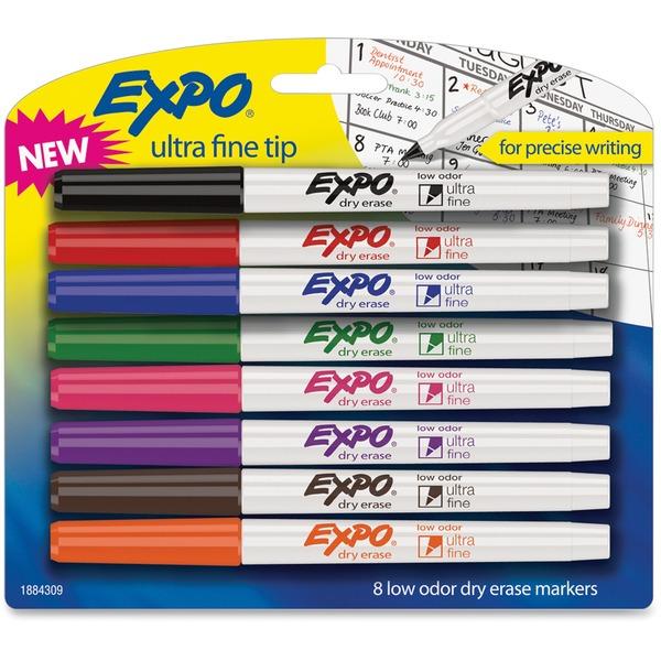 Expo Low Odor Markers - Ultra Fine Marker Point - Assorted - 8 / Set