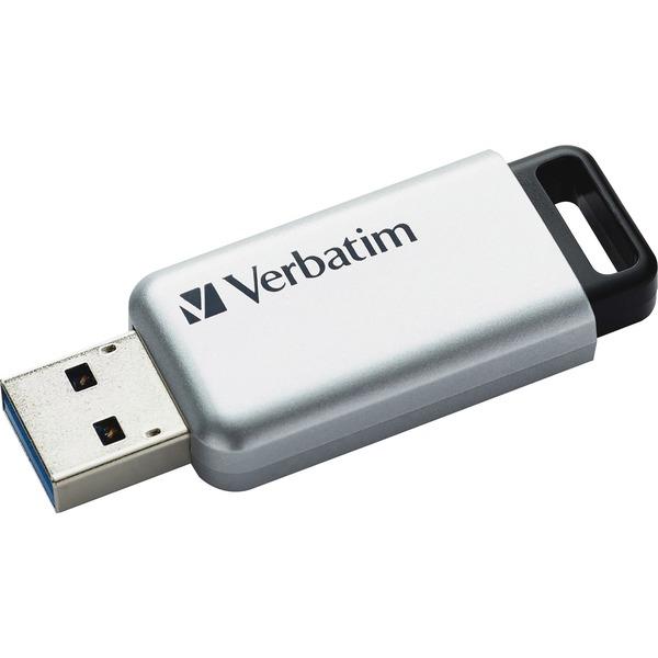  Verbatim 64gb Store ' N ' Go Secure Pro Usb 3.0 Flash Drive With Aes 256 Hardware Encryption - Silver - 64 Gb