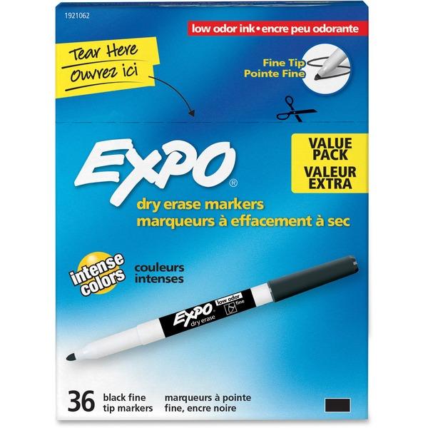Expo Low-Odor Dry-erase Fine Tip Markers - Fine Marker Point - Black