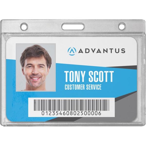 Advantus Frosted Horizontal Rigid ID Holder - Support 3.38