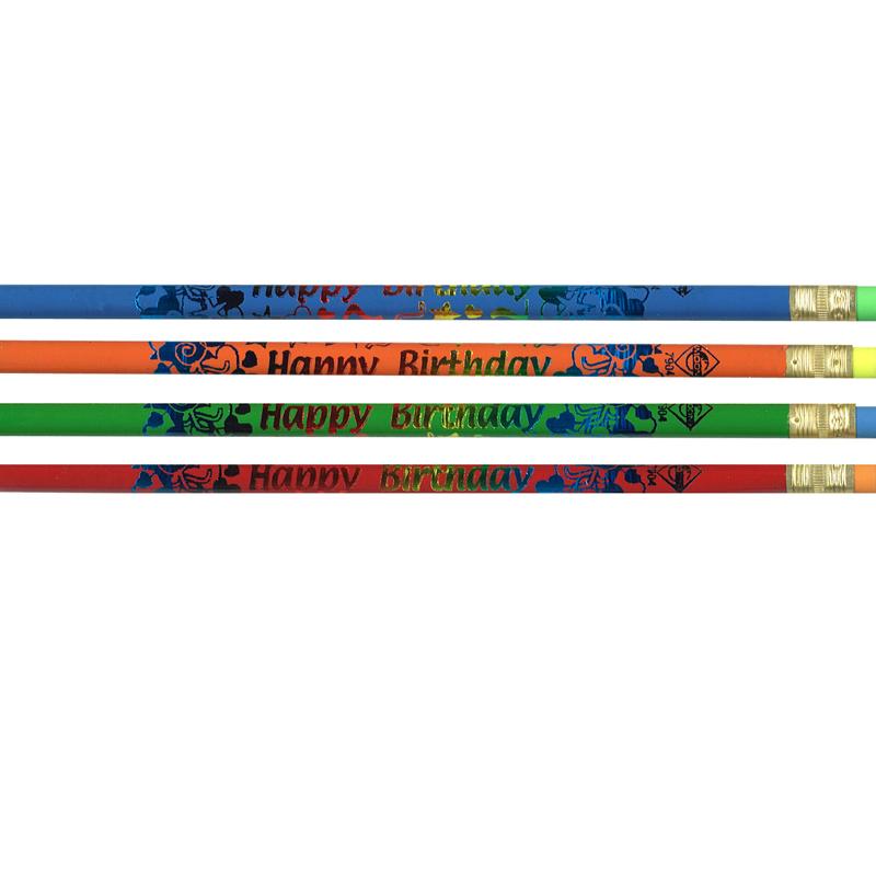 Moon Products Designed No. 2 Pencils - #2 Lead - Black Wood, Blue, Green, Purple, Red Barrel - 12 / Dozen