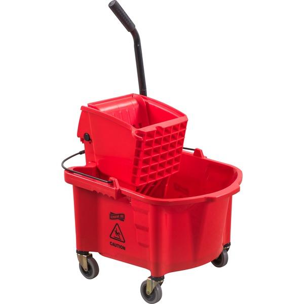 Genuine Joe Steel Handle Mop Bucket/Wringer Combo - 26 quart - Plastic - Red - 1 Each