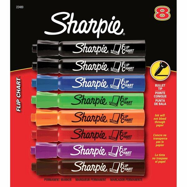 Sharpie Flip Chart Marker - Bullet Marker Point Style - Assorted Water Based Ink - 8 / Pack