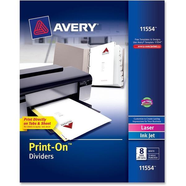 Avery® Customizable Print-On Dividers - 8 Print-on Tab(s) - 8 Tab(s)/Set - 8.5