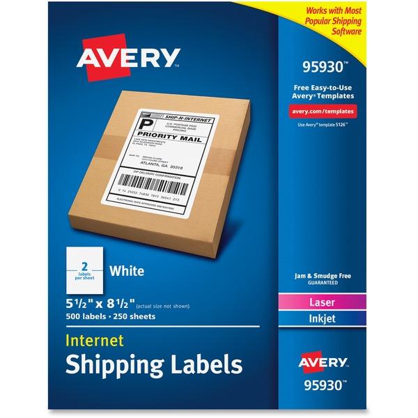 Avery® Shipping Address Labels - Half Sheet - Permanent Adhesive - 5 1/2